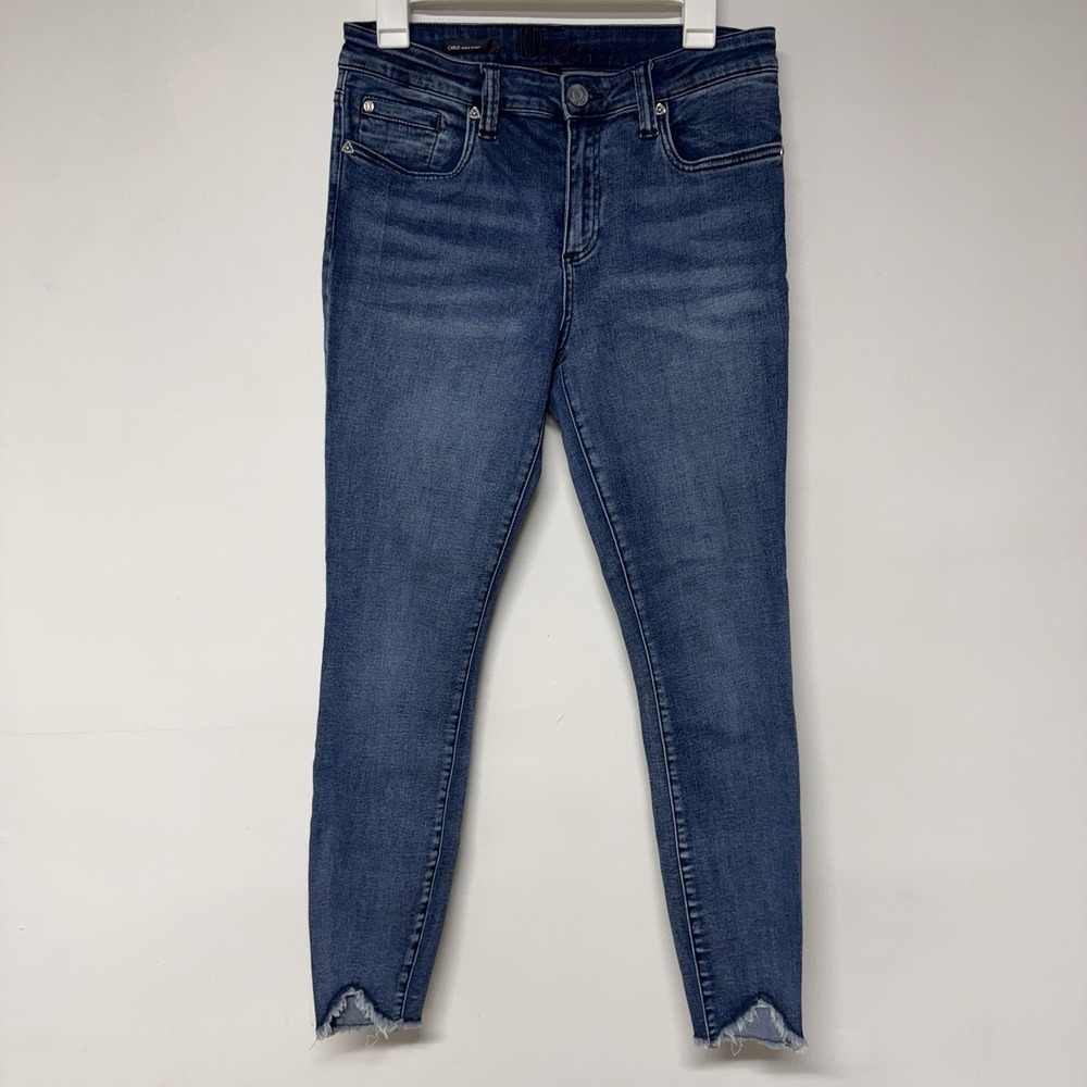 Kut From The Kloth Jeans Size 10 Carlo Ankle Skinny Frayed Hem Medium Wash Blue